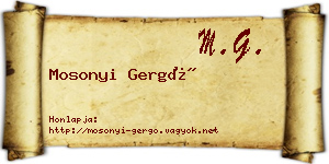 Mosonyi Gergő névjegykártya