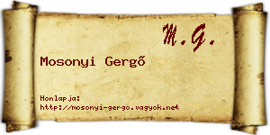 Mosonyi Gergő névjegykártya